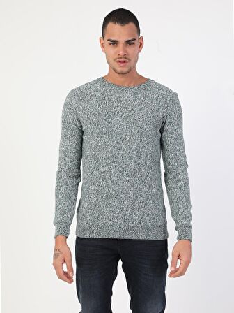 Slim Fit Bisiklet Yaka Erkek Yeşil Kazak