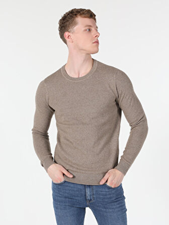 Regular Fit Erkek Bej Kazak