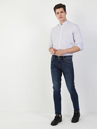 041 Danny Düşük Bel Dar Paça Slim Fit Mavi Erkek Jean Pantolon