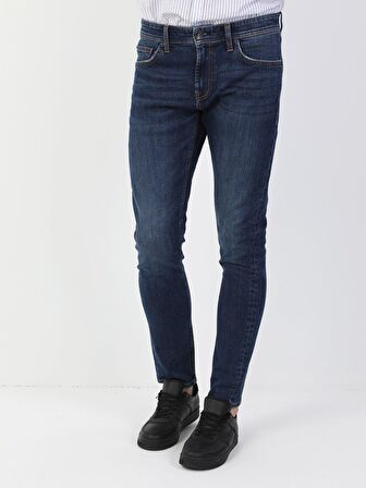 041 Danny Düşük Bel Dar Paça Slim Fit Mavi Erkek Jean Pantolon