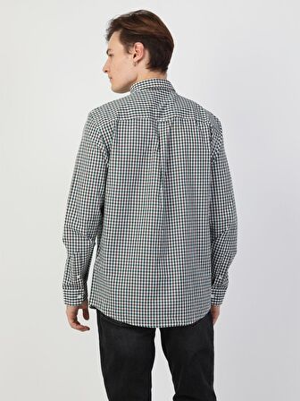  Regular Fit Shirt Neck Erkek Yeşil Uzun Kol Gömlek