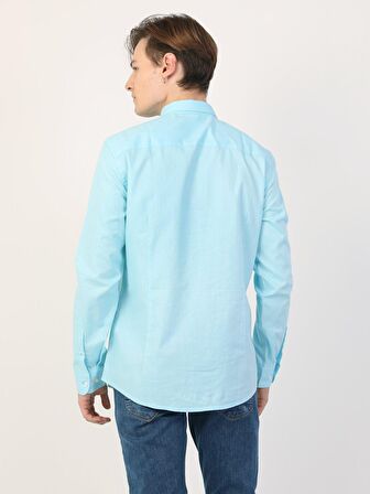  Slim Fit Shirt Neck Erkek Mint Yeşili Uzun Kol Gömlek