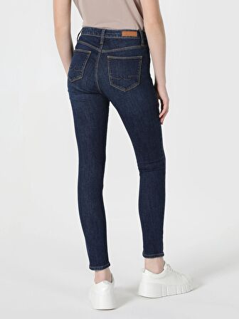 759 Lara Orta Bel Dar Paça Super Slim Fit Koyu Mavi Kadın Jean Pantolon Cl1048737