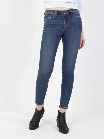 759 Lara Orta Bel Dar Paça Super Slim Fit Mavi Kadın Jean Pantolon Cl1048741