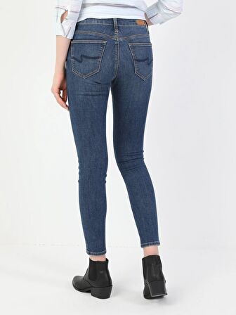 759 Lara Orta Bel Dar Paça Super Slim Fit Mavi Kadın Jean Pantolon Cl1048741