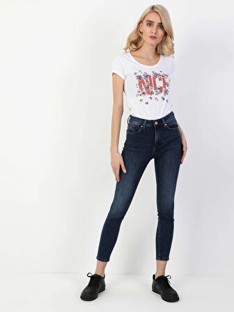 760 Dıana Super Slim Fit Yüksel Bel Dar Paça Kadın Lacivert Jean Pantolon