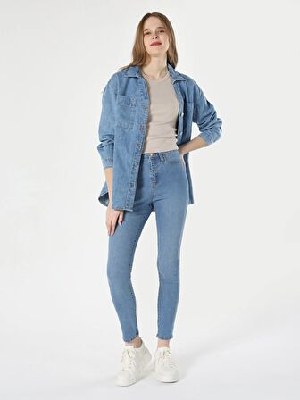 760 Diana Yüksek Bel Dar Paça Süper Slim Fit Mavi Kadın Jean Pantolon Cl1048828