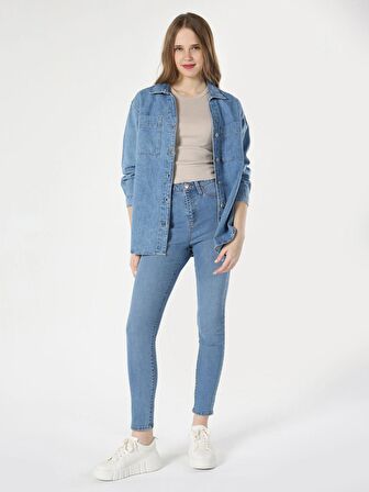 760 Diana Yüksek Bel Dar Paça Süper Slim Fit Mavi Kadın Jean Pantolon Cl1048828