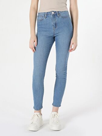 760 Diana Yüksek Bel Dar Paça Süper Slim Fit Mavi Kadın Jean Pantolon Cl1048828