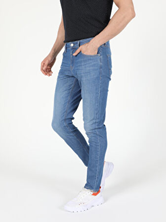 041 Danny Düşük Bel Dar Paça Slim Fit Mavi Erkek Jean Pantolon
