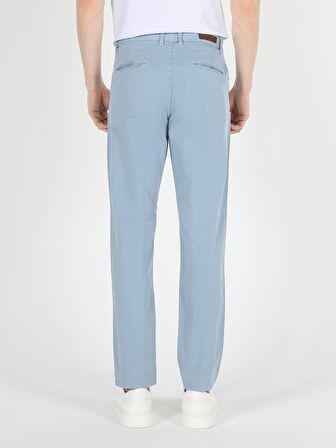 Slim Fit Orta Bel Düz Paça Erkek Açık Mavi Pantolon