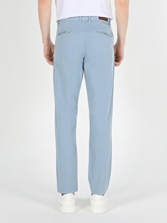Slim Fit Orta Bel Düz Paça Erkek Açık Mavi Pantolon