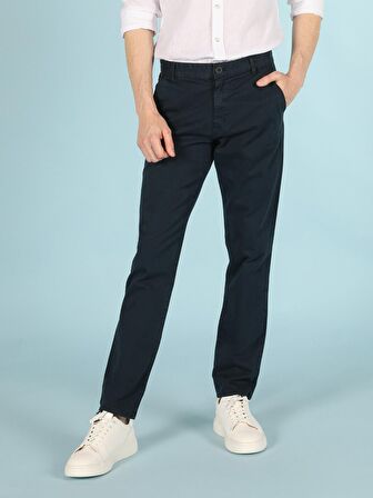 Slim Fit Orta Bel Düz Paça Erkek Açık Mavi Pantolon