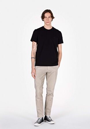 Slim Fit Orta Bel Düz Paça Erkek Bej  Pantolon