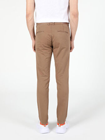 Slim Fit Orta Bel Kahverengi Erkek Pantolon