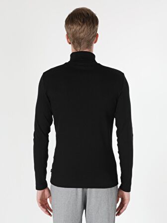 Slim Fit Balikci Erkek Siyah Tshirt U.Kol