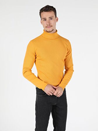 Slim Fit Balikci Erkek Sarı Tshirt U.Kol