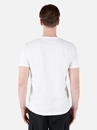 Normal Kesim Bisiklet Yaka Baskılı Beyaz Erkek Kısa Kol Tişört Cl1050173