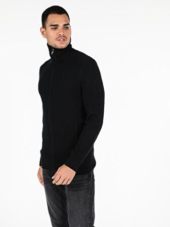 Slim Fit Erkek Siyah Hırka