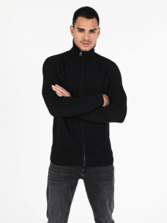 Slim Fit Erkek Siyah Hırka