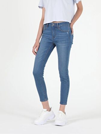 759 Lara Orta Bel Dar Paça Super Slim Fit Jean Kadın Jean Pantolon Cl1051946