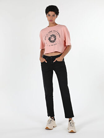 892 Alına Slim Boyfriend Fit Orta Bel Daralan Paça Kadın Mavi Jean Pantolon Cl1051968