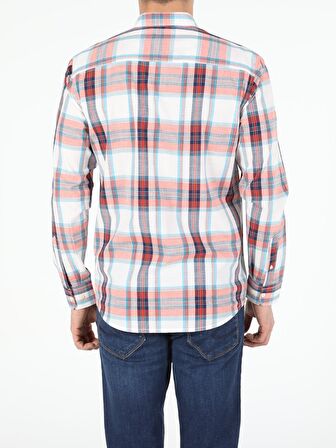 Turuncu Regular Fit Shirt Neck  Erkek Uzun Kol Gömlek