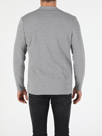 Regular Fit Erkek Gri Melanj Hırka