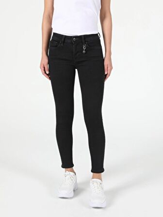 759 Lara Orta Bel Dar Paça Super Slim Fit Siyah Kadın Jean Pantolon Cl1053752