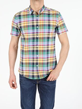 Slim Fit Shirt Neck Erkek Kısa Kol Gömlek
