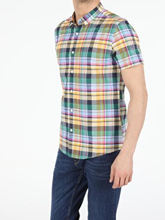 Slim Fit Shirt Neck Erkek Kısa Kol Gömlek