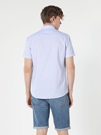 Mavi Regular Fit Shirt Neck Erkek Kısa Kol Gömlek