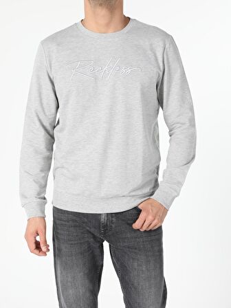 Regular Fit Gri Melanj Erkek Sweatshirt