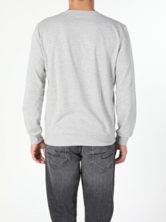 Regular Fit Gri Melanj Erkek Sweatshirt