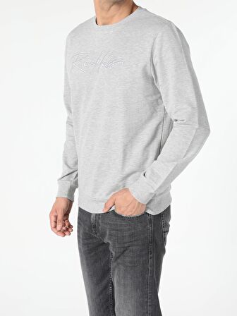 Regular Fit Gri Melanj Erkek Sweatshirt