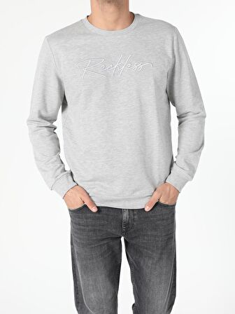 Regular Fit Gri Melanj Erkek Sweatshirt