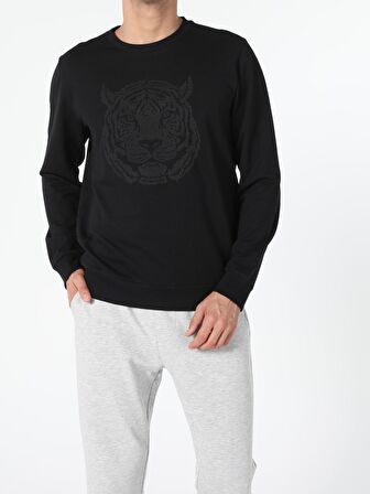 Regular Fit Siyah Erkek Sweatshirt