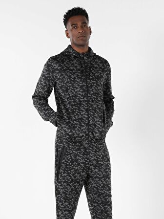 Slim Fit Dar Kesim Kapüşonlu Antrasit Erkek Ceket