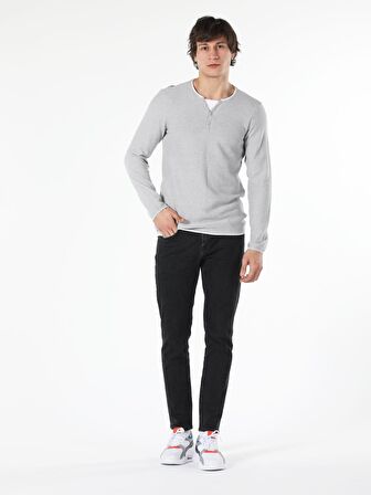 Slim Fit Bisiklet Yaka Erkek Kazak