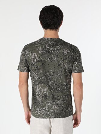 Regular Fit Bisiklet Yaka Erkek Yeşil Kısa Kol Tişört