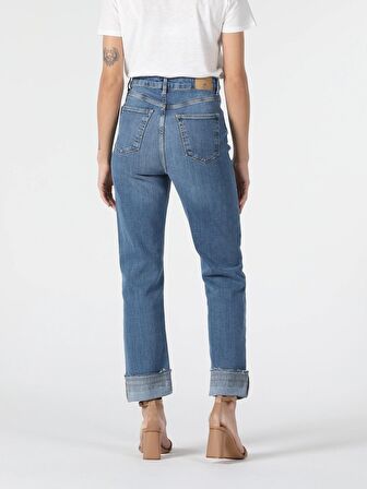 884 Lauren Düz Kesim Yüksek Bel Düz Paça Kadın Mavi Jean Pantolon Cl1057888