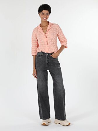 970 Berry Regular Fit Yüksek Bel Geniş Paça Siyah Kadın Jean Pantolon Cl1057980