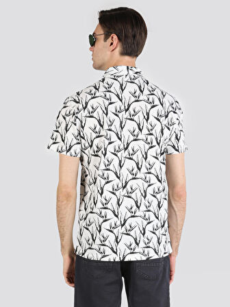 Regular Fit Baskılı Beyaz Erkek Polo Yaka Kısa Kol Tişört