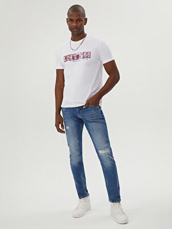 Regular Fit Bisiklet Yaka Baskılı Pembe Kadın Kısa Kol Tişört