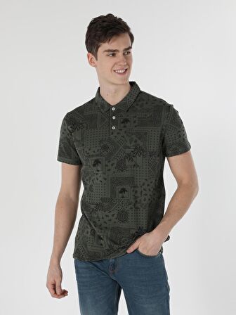 Regular Fit Polo Yaka Yeşil Erkek Kısa Kol Tişört