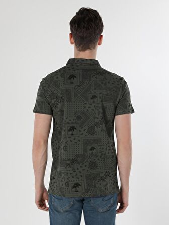 Regular Fit Polo Yaka Yeşil Erkek Kısa Kol Tişört