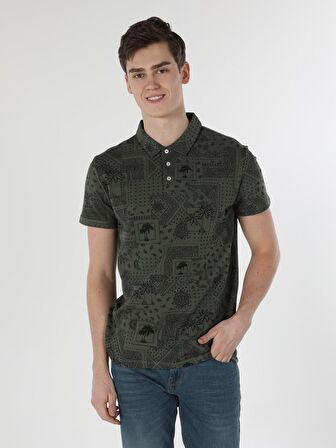 Regular Fit Polo Yaka Yeşil Erkek Kısa Kol Tişört