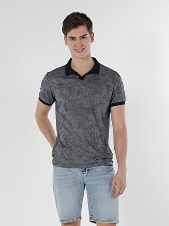Regular Fit Polo Yaka Lacivert Erkek Kısa Kol Tişört