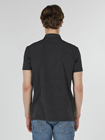 Regular Fit Baskılı Lacivert Erkek Polo Yaka Tişört