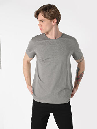 Regular Fit Bisiklet Yaka Basic Yeşil Erkek Kısa Kol Tişört